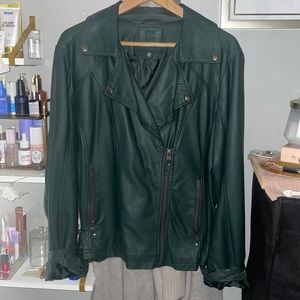 Max Studio hunter green leather jacket Sz XL